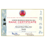 Hanshi Rank Certificate, Goshin Budokan Genjutsu Ryu, Jul 12, 1997