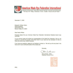 Letter from Soke Otto Johnson, accepting Doshu Wilkes' dojo as Wado Ryu branch dojo - Dec 11, 2002