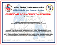 USJA (ACE) Aikido Certified Examiners Division - Certificate of Black Belt Aikido Rank